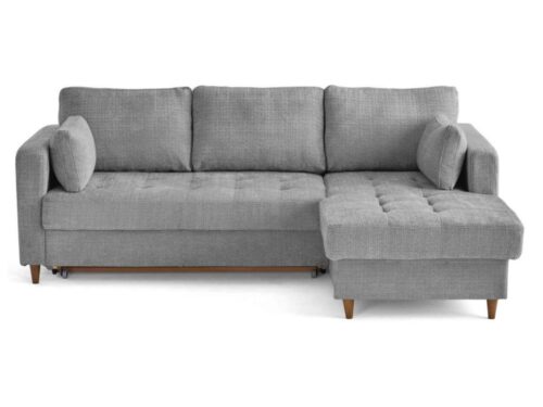 Lisa Design Anna : canapé d’angle convertible 4 places en velours (gris) - CoteCanape.fr