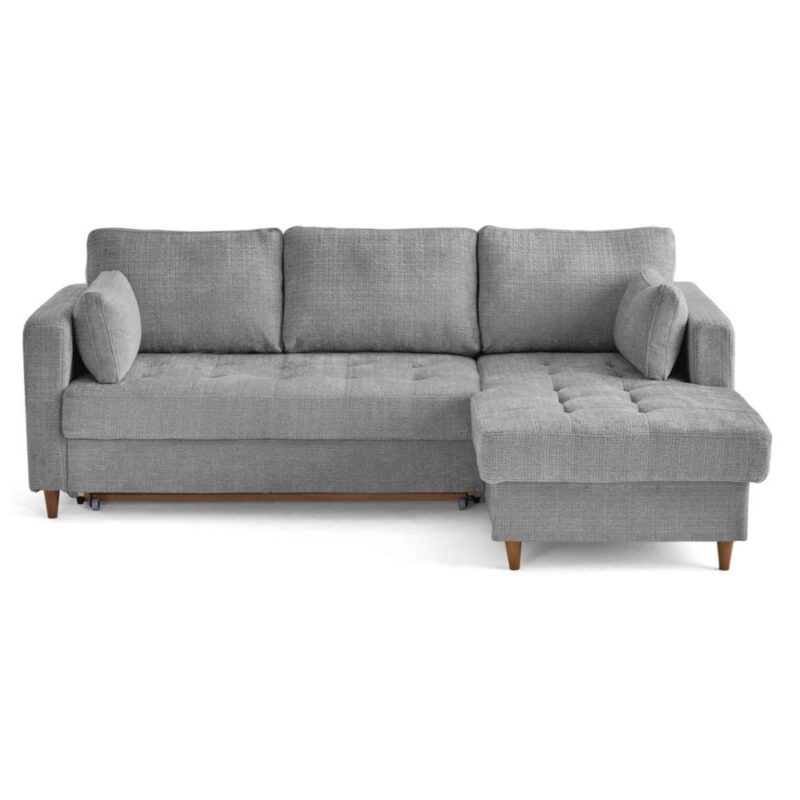 Test Lisa Design Anna : canapé d’angle convertible 4 places en velours (gris)