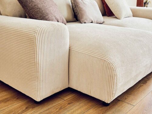 Lisa Design GARANCE : canapé d’angle réversible 4 places en velours côtelé (Beige) - vue détaillée