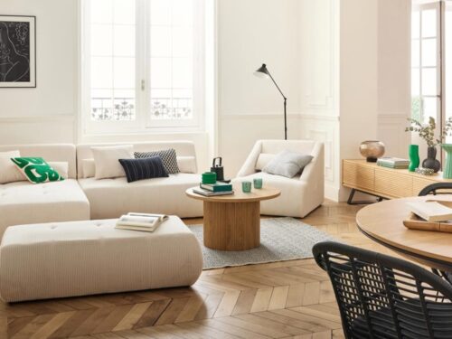 Lisa Design Onyx – Canapé d’angle modulable 5 places (angle gauche) - vue détaillée