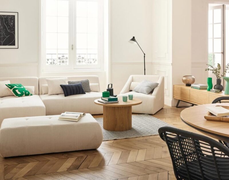 Lisa Design Onyx – Canapé d’angle modulable 5 places (angle gauche) - vue détaillée