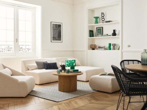 Lisa Design ONYX : canapé modulable 4 places en velours côtelé - vue détaillée