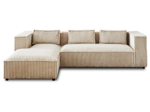 Lisa Design Stella : canapé d’angle 4 places en velours côtelé (angle gauche) - CoteCanape.fr