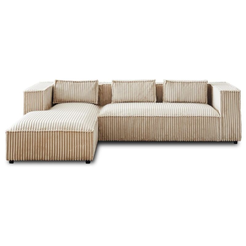 Lisa Design Stella : canapé d’angle 4 places en velours côtelé (angle gauche) - CoteCanape.fr