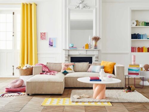 Lisa Design Stella : canapé d’angle 4 places en velours côtelé (angle gauche) - vue détaillée