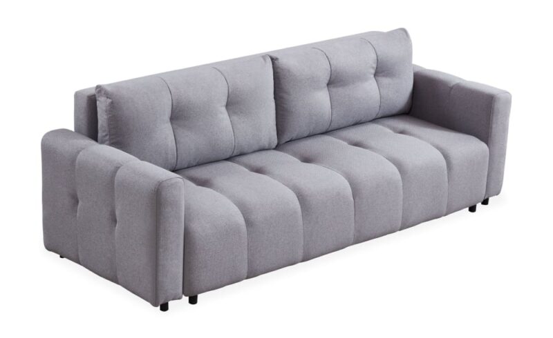 Test Menzzo – Canapé convertible moderne en tissu gris clair