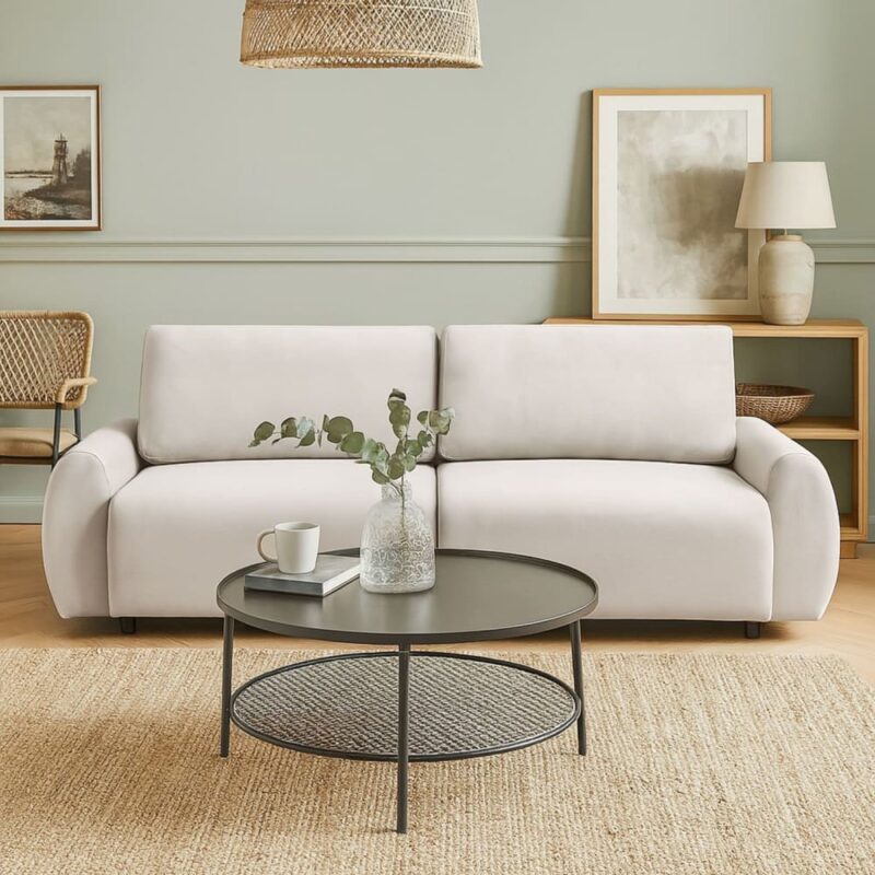 Test Menzzo TRAVIATA Velours Beige : canapé chaleureux, convertible en un geste