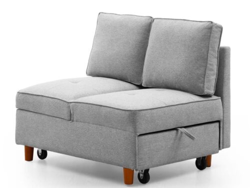 Menzzo ZINEZ : la banquette qui se transforme en lit (tissu gris) - CoteCanape.fr