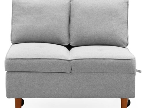 Menzzo ZINEZ : la banquette qui se transforme en lit (tissu gris) - vue détaillée