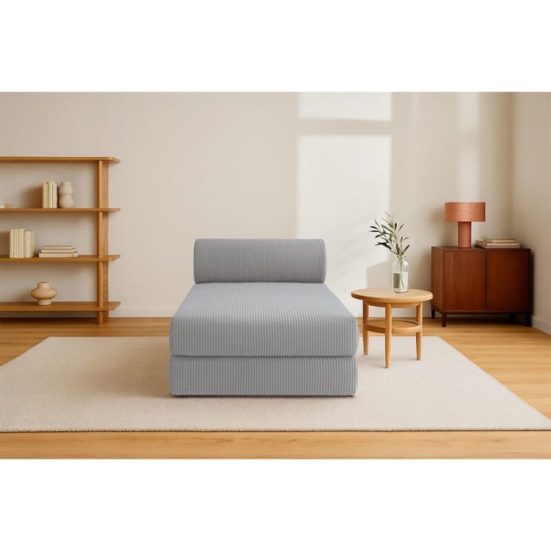 Test — Méridienne convertible Kimo en velours côtelé (Gris)