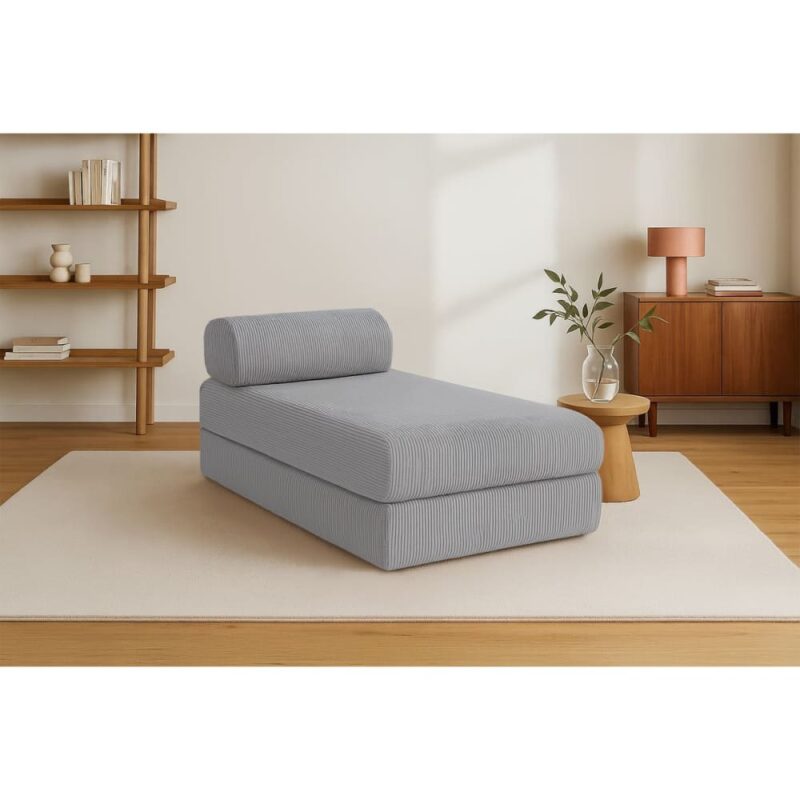 Test — Méridienne convertible Kimo en velours côtelé (Gris)