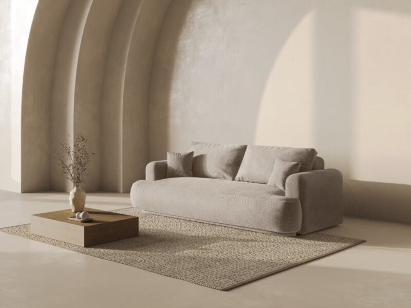 Test Micadoni Home – Canapé en tissu Sorella (beige, convertible)