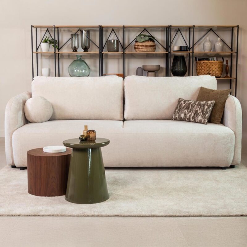 Test MOBILIER DECO DRIXY : canapé droit 3 places convertible avec coffre (tissu beige)