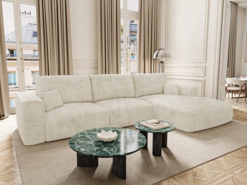 Premium Interiors Como : canapé convertible beige, épuré et confortable - vue détaillée