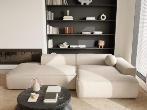 SIA Home : canapé d’angle en velours beige (260 cm) – notre avis - CoteCanape.fr