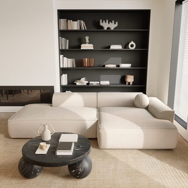 Test SIA Home : canapé d’angle en velours beige (260 cm) – notre avis