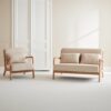 Test sweeek LORENS Beige : fauteuil et banquette scandinaves, bois arrondi et assise épaisse