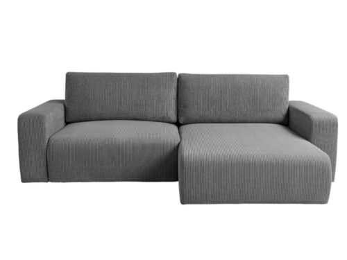 Tendencio GAYAO : canapé d’angle convertible en velours côtelé (gris) - CoteCanape.fr