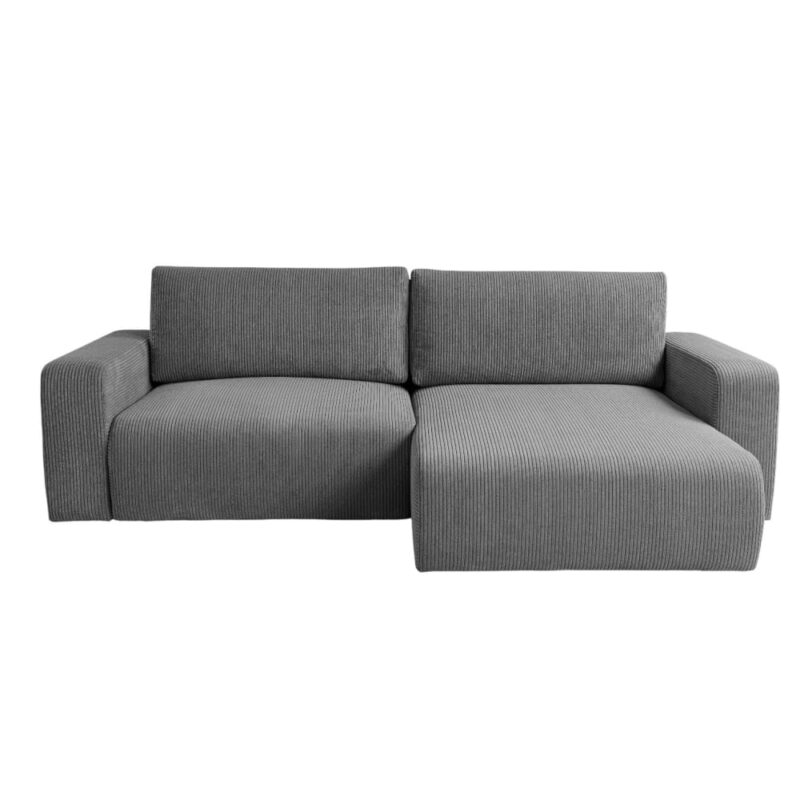Test Tendencio GAYAO : canapé d’angle convertible en velours côtelé (gris)