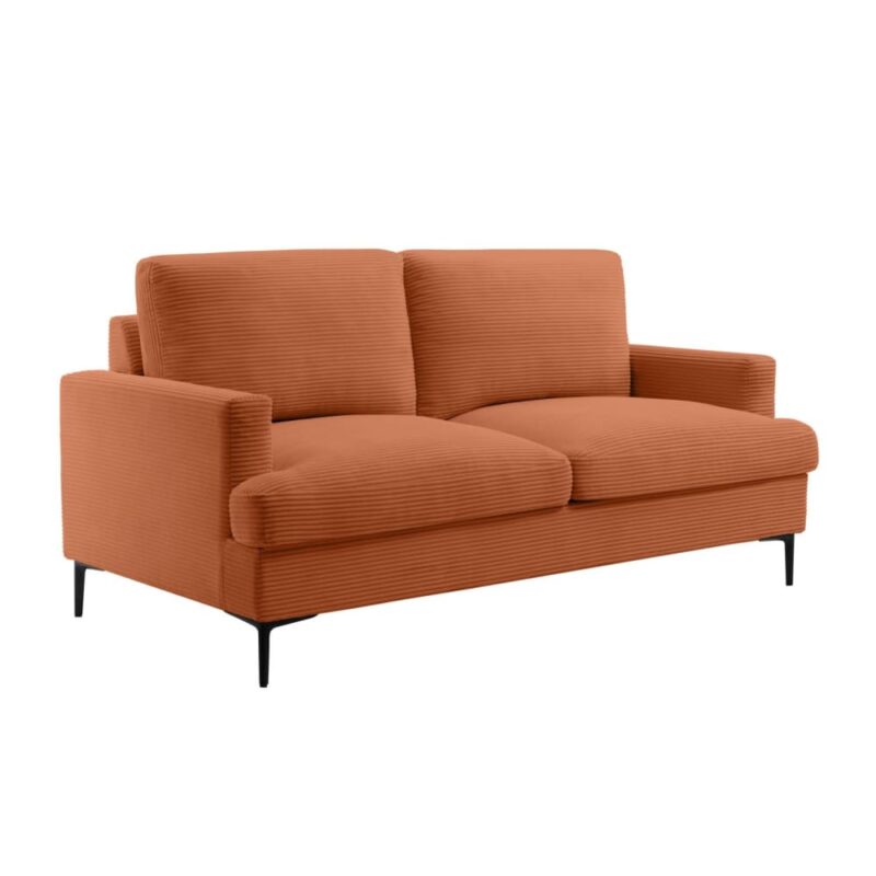 Test Usinestreet TALMA – Canapé droit 3 places en velours côtelé (orange)