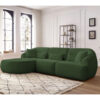 Canapé Alesia Bobochic : un canapé d&rsquo;angle fixe bouclette vert pour un salon organique et cocooning - Canapé Bobochic