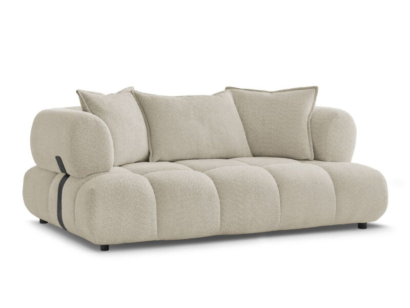 Canapé Alya Bobochic : un 2 places fixe en bouclette beige taillé pour les intérieurs minimalistes - Canapé Bobochic