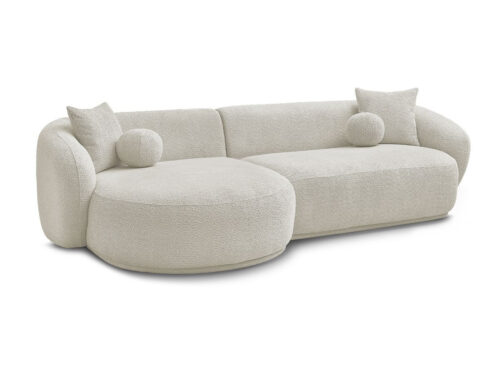 Canapé Ashley Bobochic : un angle fixe 4 places en bouclette beige taillé pour le cocooning - vue détaillée