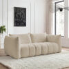 Canapé Azra Bobochic : un 3 places droit en bouclette beige entre confort équilibré et style épuré - Canapé Bobochic