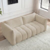 Canapé Azra Bobochic : un 3 places droit en bouclette beige entre confort équilibré et style épuré - Canapé Bobochic