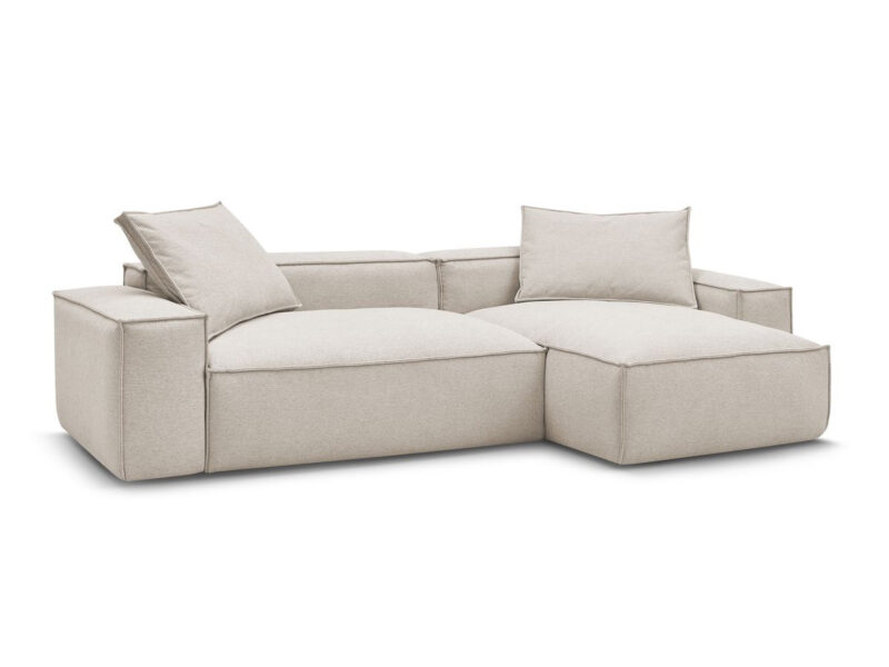 Canapé Bohème Bobochic : un angle réversible ultra moelleux en tissu chiné beige pour un salon élégant - Canapé Bobochic