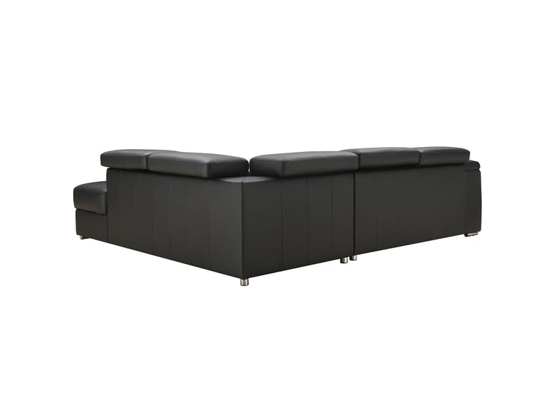 Canapé Cyrano Conforama : un angle convertible en cuir noir avec coffre pour les familles qui manquent de place - Canapé Conforama
