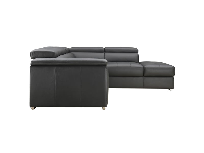 Canapé Cyrano Conforama : un angle convertible en cuir noir avec coffre pour les familles qui manquent de place - Canapé Conforama