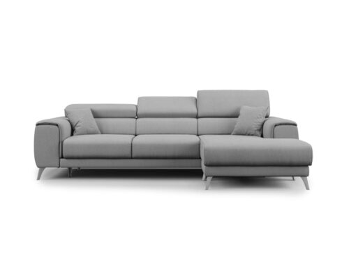 Canapé d'angle Divani.Store : un angle gris 260 cm avec assises coulissantes et têtières 30 niveaux made in Italy - vue détaillée