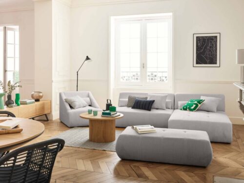 Canapé d'Angle Onyx Lisa Design : le velours côtelé gris qui change tout dans un salon - vue détaillée