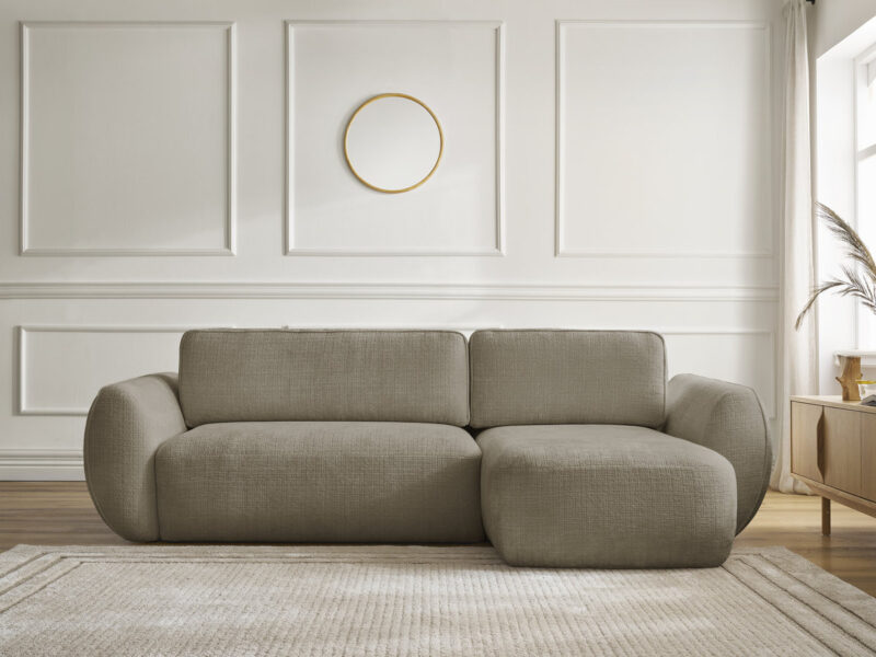 Canapé Denise Bobochic : un angle convertible taupe avec coffre intégré pour les salons qui manquent de rangement - Canapé Bobochic