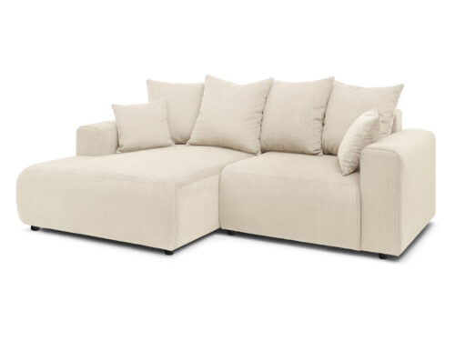 Canapé Enjoy Bobochic : un angle gauche en velours côtelé beige pensé pour les soirées cocooning - vue détaillée