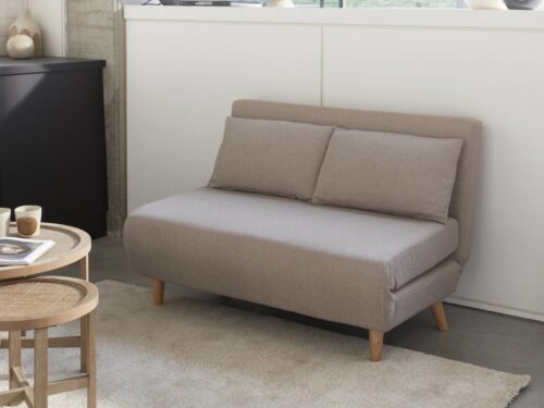 Canapé Guesta Sweeek : un convertible compact en beige taillé pour les petits espaces - vue détaillée