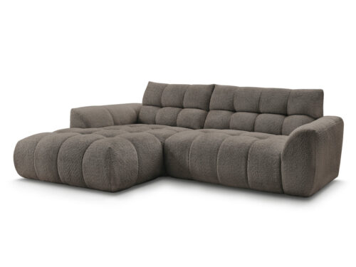 Canapé Jaya Bobochic : un angle fixe en chenille taupe qui structure le salon sans sacrifier le confort - vue détaillée