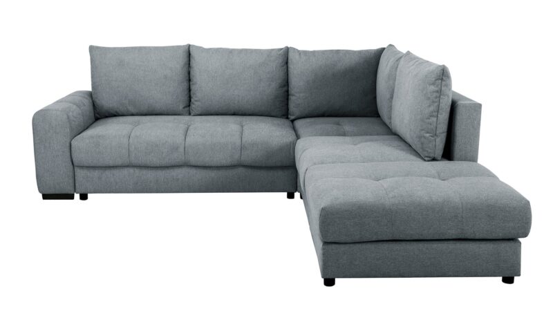 Canapé Leucate Conforama : un angle convertible gris avec coffre de rangement pour les salons qui manquent de place - Canapé Conforama