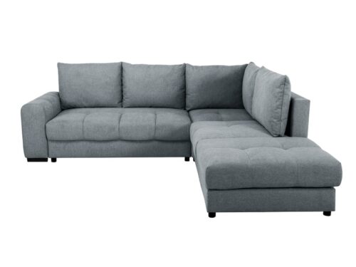 Canapé Leucate Conforama : un angle convertible gris avec coffre de rangement pour les salons qui manquent de place - vue détaillée