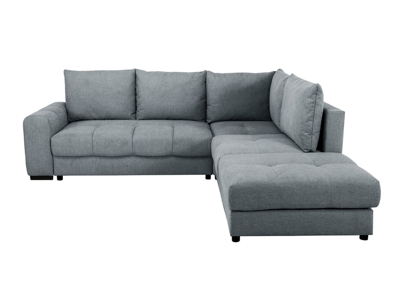 Canapé Leucate Conforama : un angle convertible gris avec coffre de rangement pour les salons qui manquent de place - Canapé Conforama