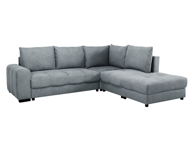 Canapé Leucate Conforama : un angle convertible gris avec coffre de rangement pour les salons qui manquent de place - Canapé Conforama