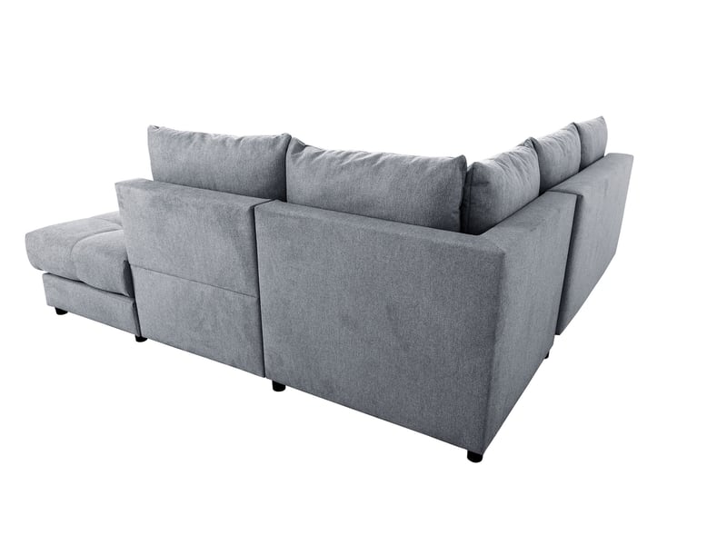 Canapé Leucate Conforama : un angle convertible gris avec coffre de rangement pour les salons qui manquent de place - Canapé Conforama