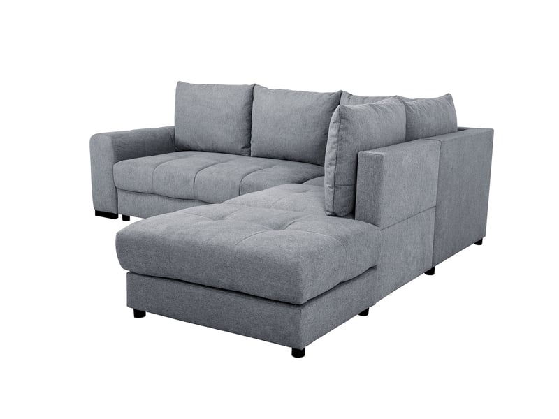 Canapé Leucate Conforama : un angle convertible gris avec coffre de rangement pour les salons qui manquent de place - Canapé Conforama