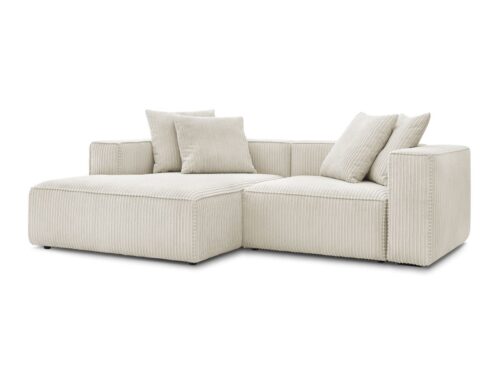 Canapé Nina Bobochic : un angle gauche 3 places en velours côtelé beige pour un salon moderne et cosy - vue détaillée