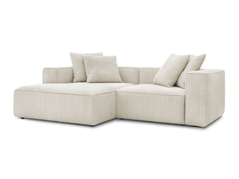 Canapé Nina Bobochic : un angle gauche 3 places en velours côtelé beige pour un salon moderne et cosy - Canapé Bobochic