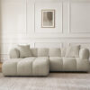 Canapé Pamira Bobochic : un angle gauche 4 places en bouclette beige qui joue la carte du confort moelleux - Canapé Bobochic
