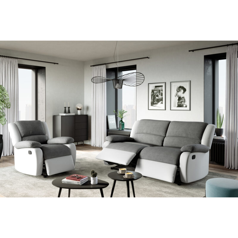 Canapé Relaxxo Usinestreet : un 3 places relax manuel avec assises Xxl pour les adeptes du vrai confort - Canapé Gris