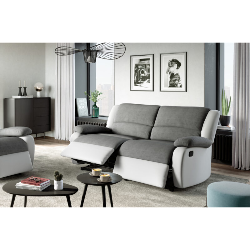 Canapé Relaxxo Usinestreet : un 3 places relax manuel avec assises Xxl pour les adeptes du vrai confort - Canapé Gris