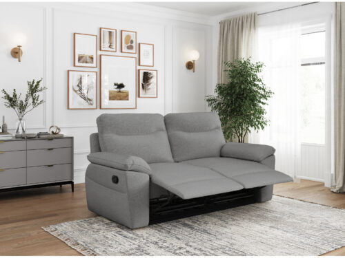 Canapé Ross Usinestreet : un pack 3 places + fauteuil de relaxation manuelle en tissu antitache - vue détaillée